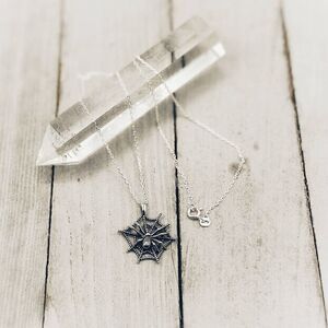 Spider Web Sterling Silver Spider Necklace